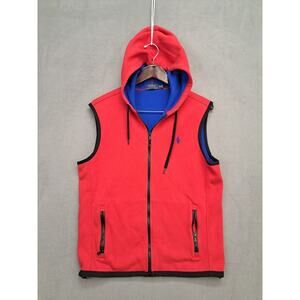 POLO Ralph Lauren Red Fleece Lined Hoodie Pony Vest Jacket men's Sz M